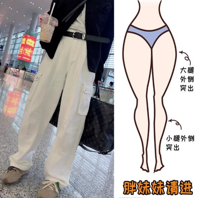 Aimeerosa/艾洛莎2025秋季新款酷帅大兜拼接工装牛仔裤显瘦阔腿裤