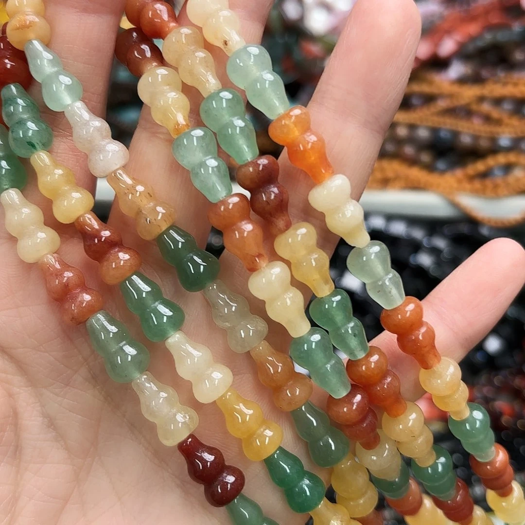 玛瑙/玉髓未镶嵌珠宝半成品8×13金丝玉葫芦一条