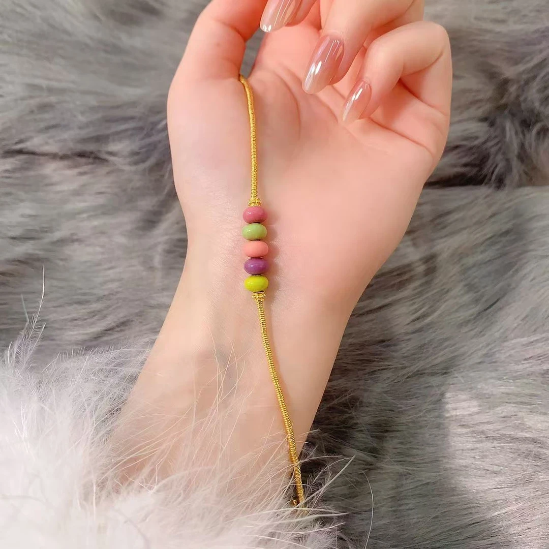 【伟新源】足金999 烧蓝工艺 多巴胺甜甜圈手链9.67克