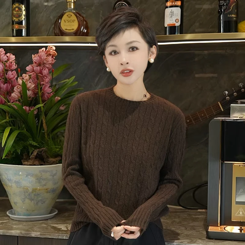 【缂纹轻织】100牦牛绒百搭保暖显瘦针织衫 MG8653