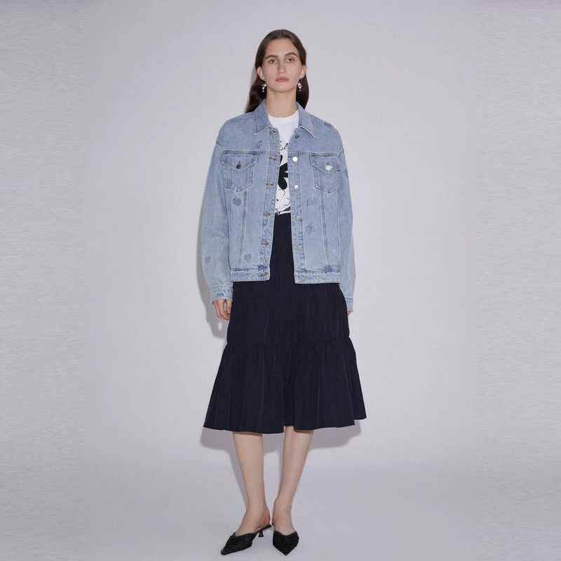 MWDC40513 MOISSAC/摩萨克 2025春季爱心满印基础款元气牛仔外套