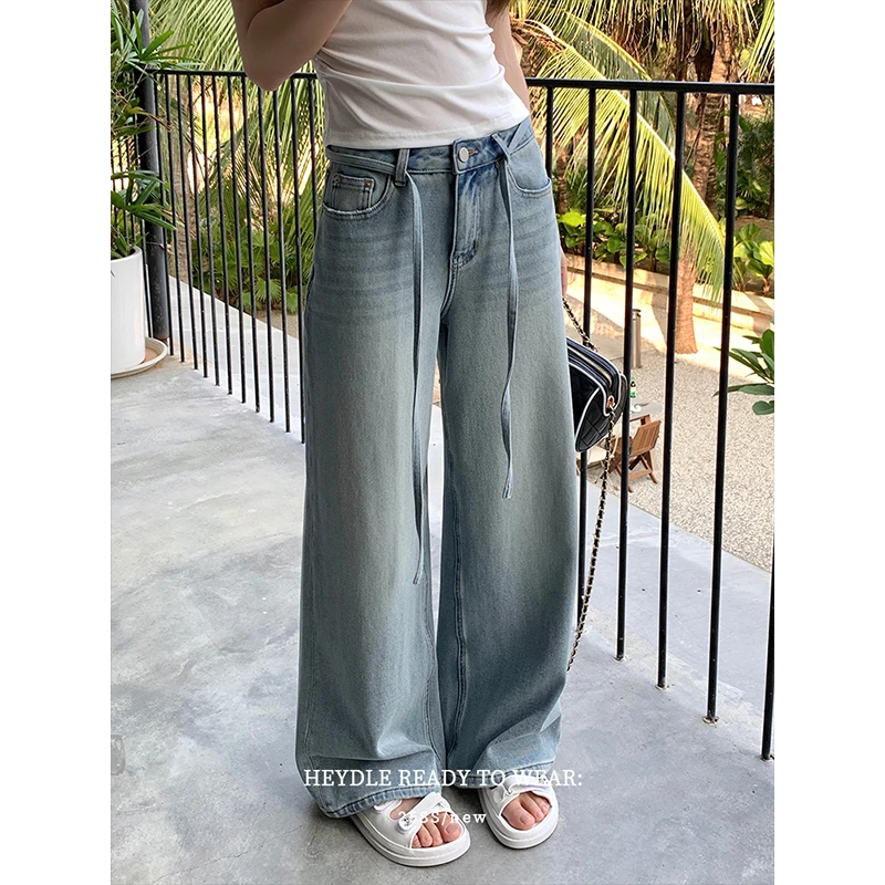 黑豆哼哼 随心松弛*兰精天丝四面弹薄款阔腿牛仔裤女夏宽松直筒裤