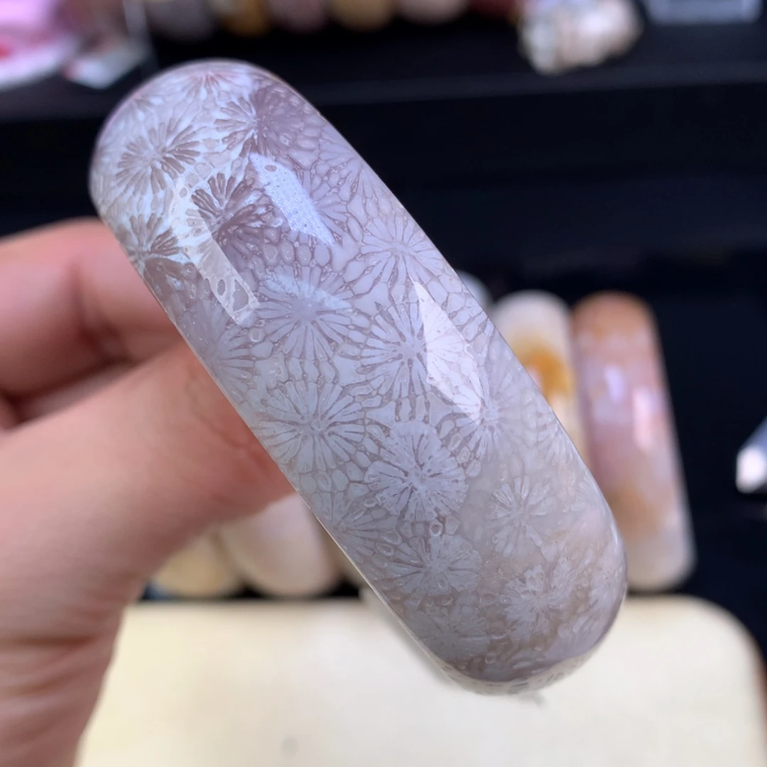 硅化珊瑚（珊瑚玉）未镶嵌颈饰75号紫调大雪花57.6圈