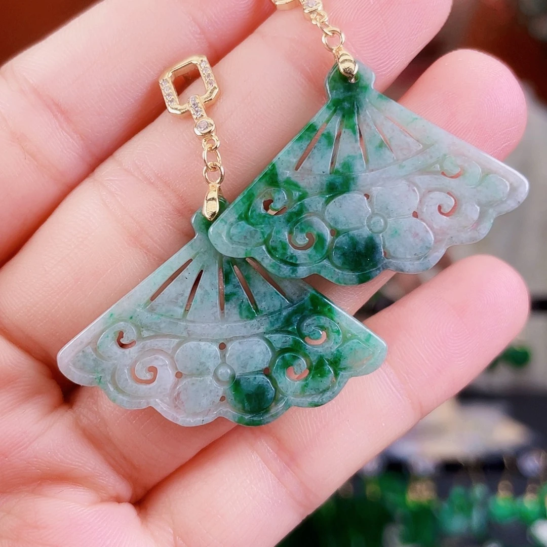 翡翠银S925镶嵌耳饰