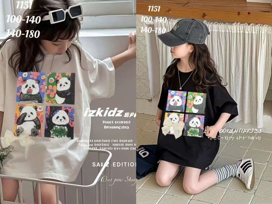 504225   韩版男童女童舒适时尚洋气百搭数字字母印花短袖