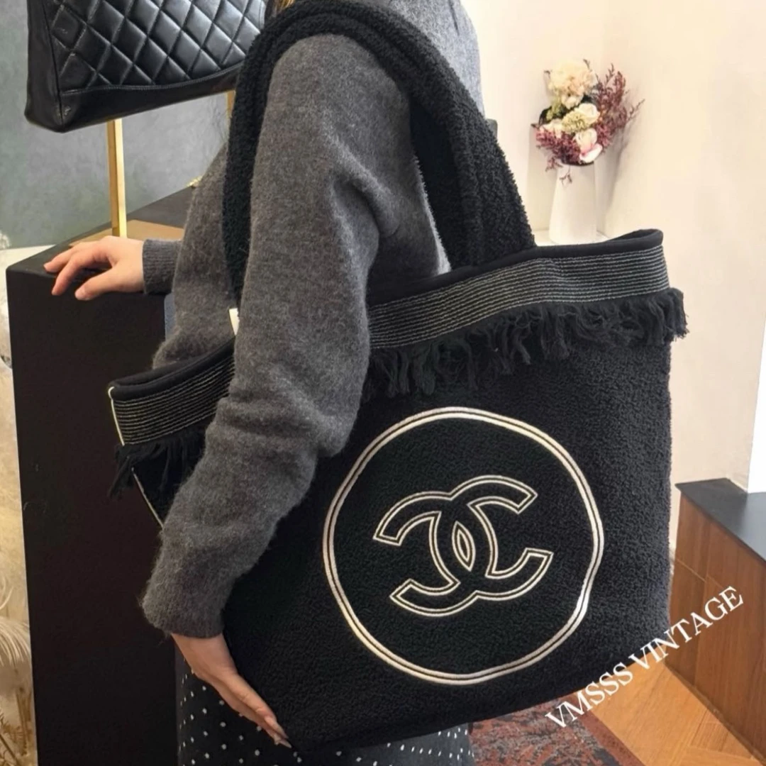 99新 Chanel/香奈儿 22s 三合一毛巾黑色毛巾单肩包81345