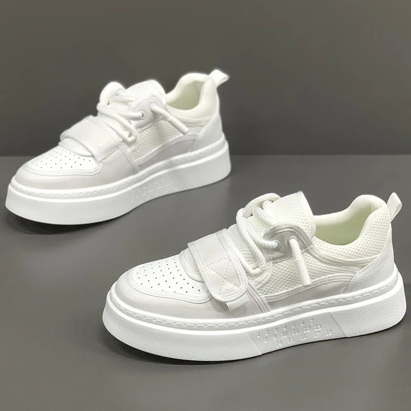 PT RICH新款夏季男鞋运动板鞋增高魔术贴小白鞋男士四季休闲鞋