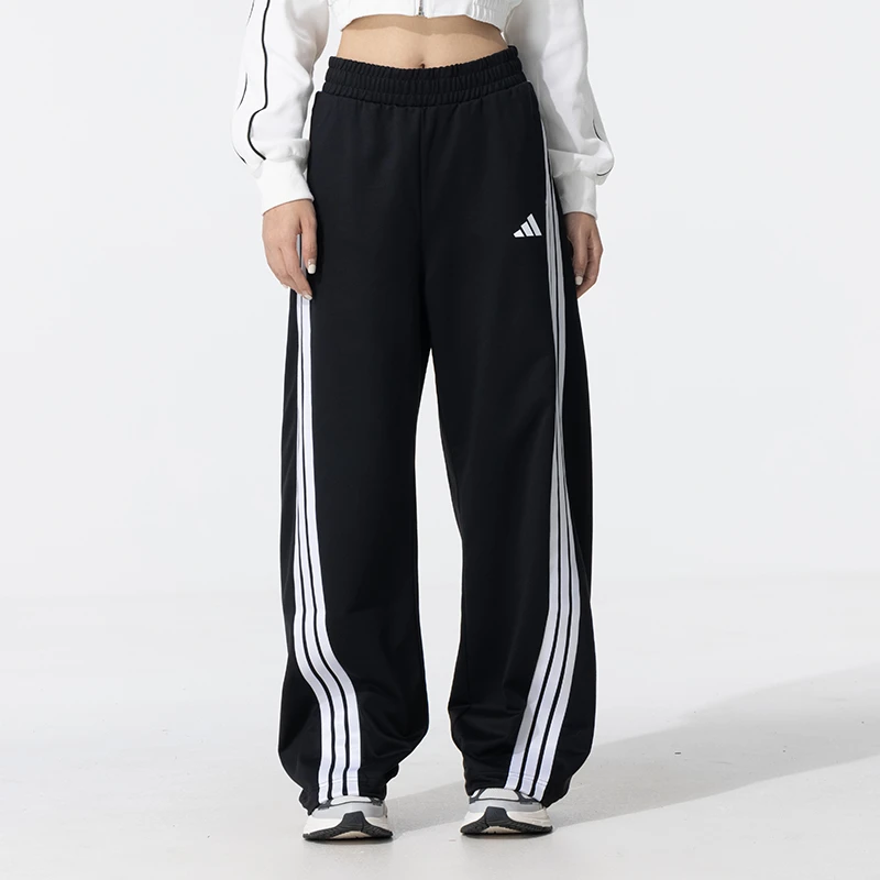 阿迪达斯针织长裤女裤2025夏季新款宽松运动裤直筒裤香蕉裤KE5802