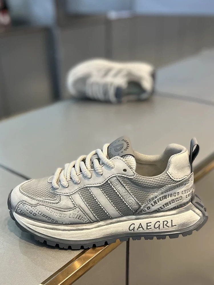 【老王专属666】爆款春季男鞋2025年新款脏脏鞋三道杠厚底时尚百搭