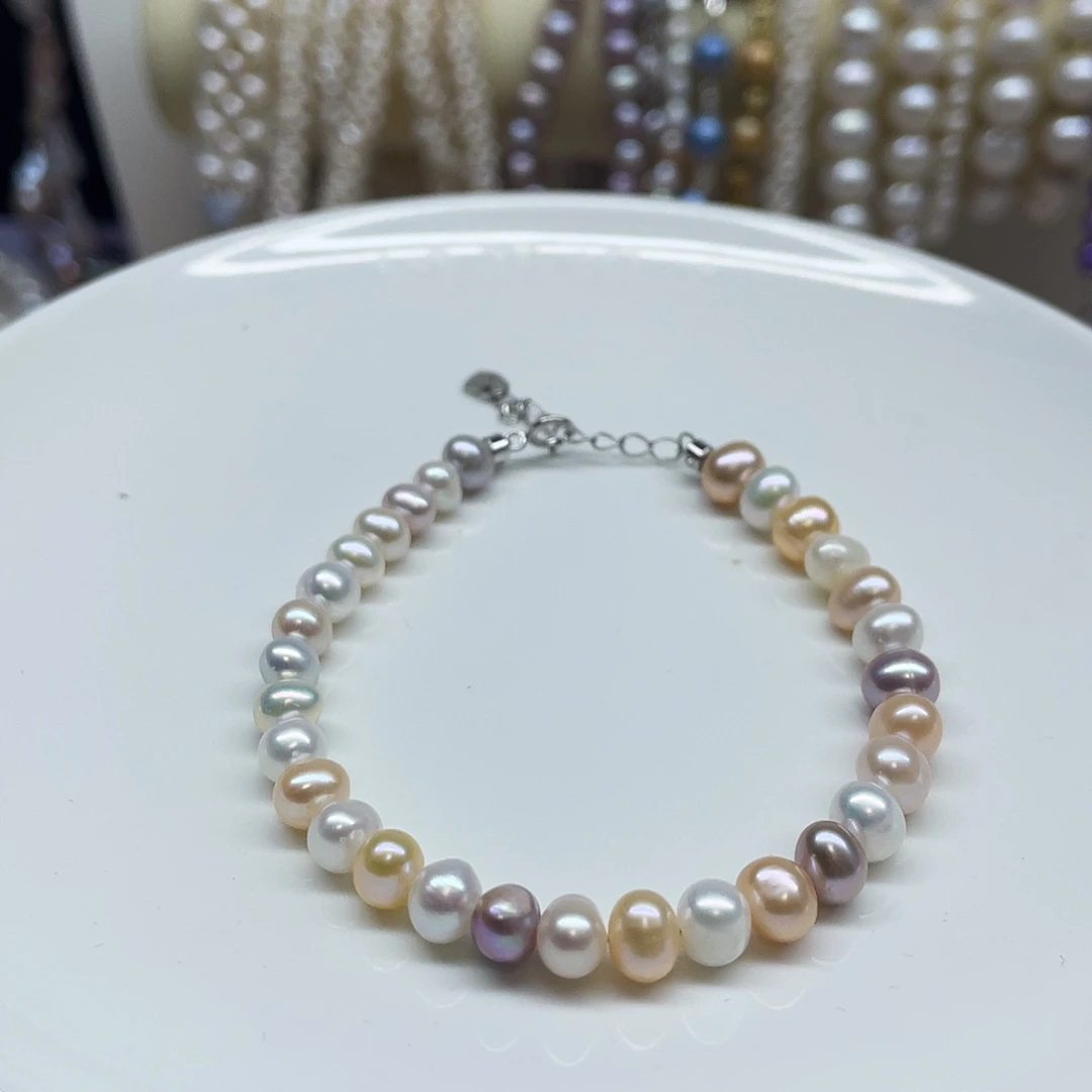 银S925镶嵌淡水珍珠颈饰