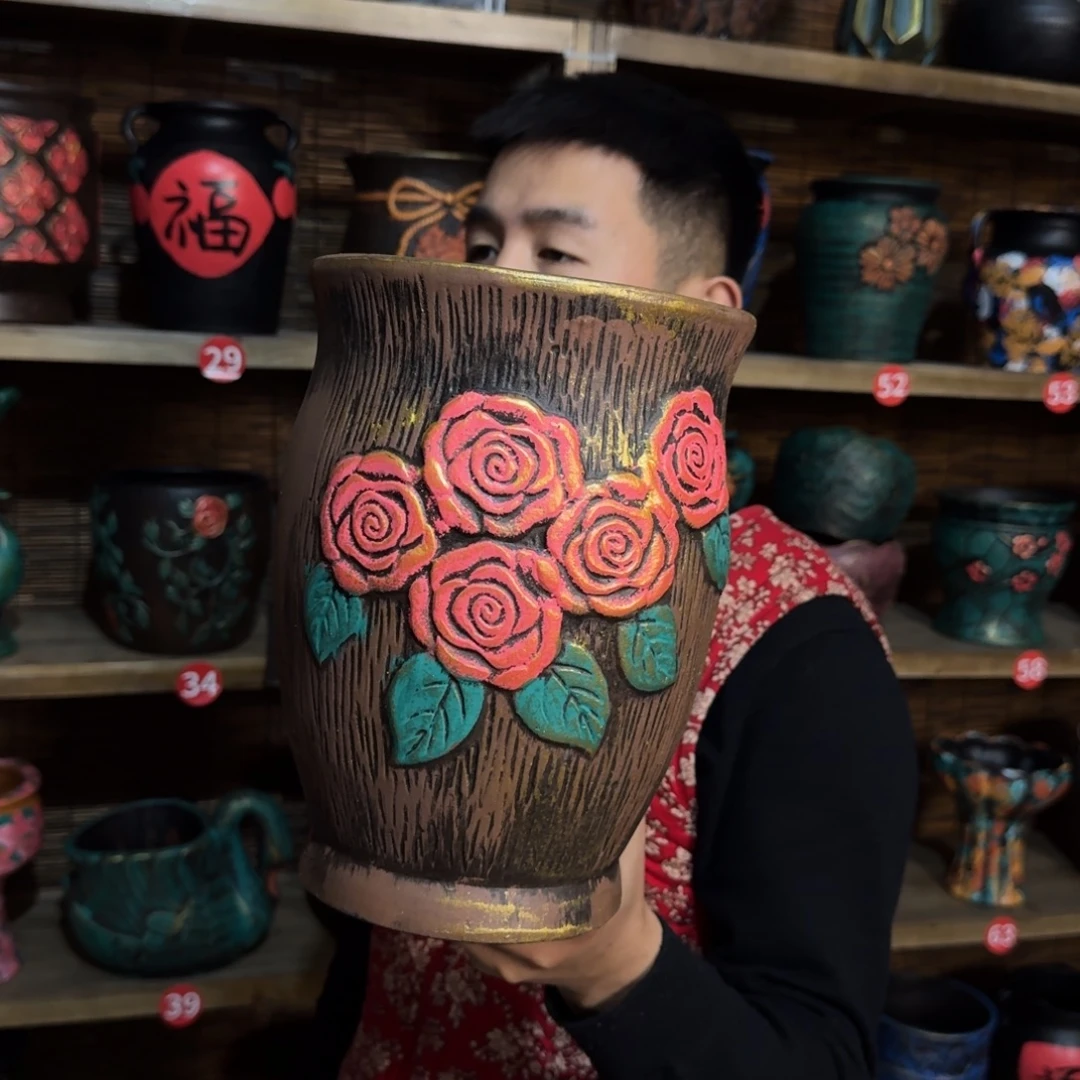 带孔高端浮雕花盆炸炸炸