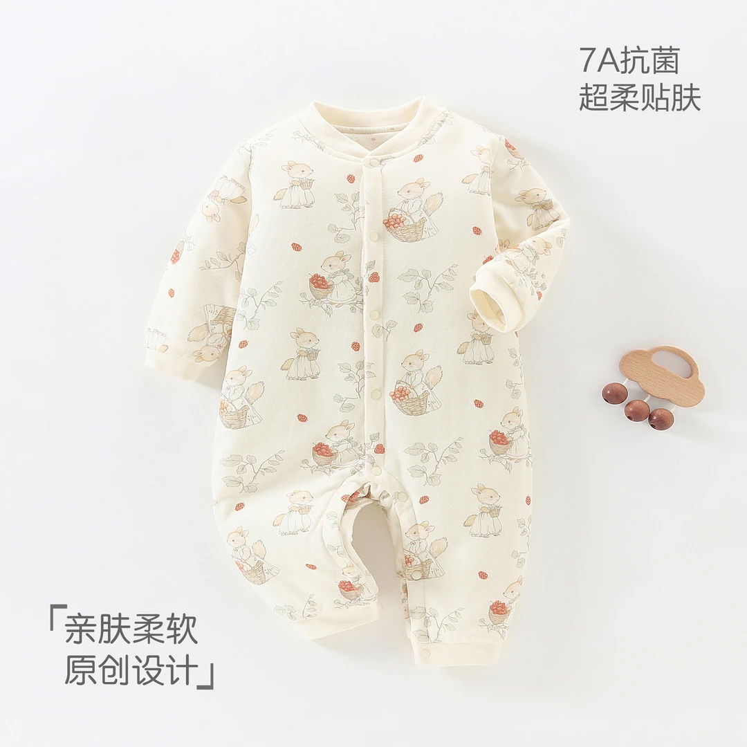 冬季加厚200g水洗棉花婴儿连体衣新生儿宝宝加棉爬服哈衣外出服