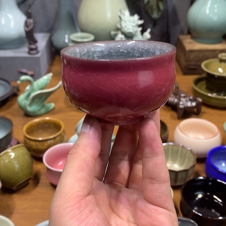 龙泉青瓷手工冰裂纹主人杯
