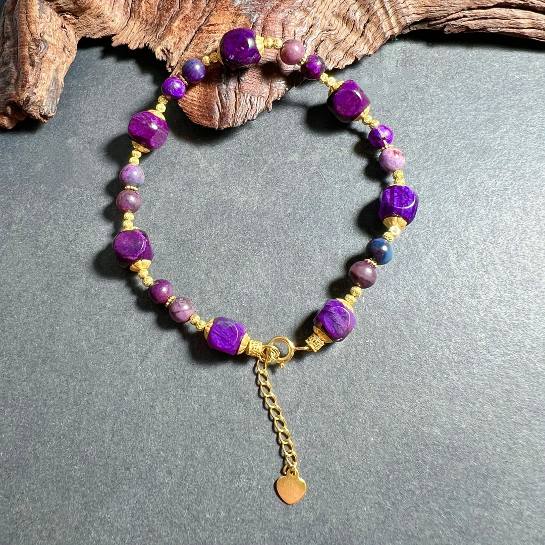 【圣芭黎】天然舒俱来手链面包帝王紫18K7圆珠4/D1601多样性发一