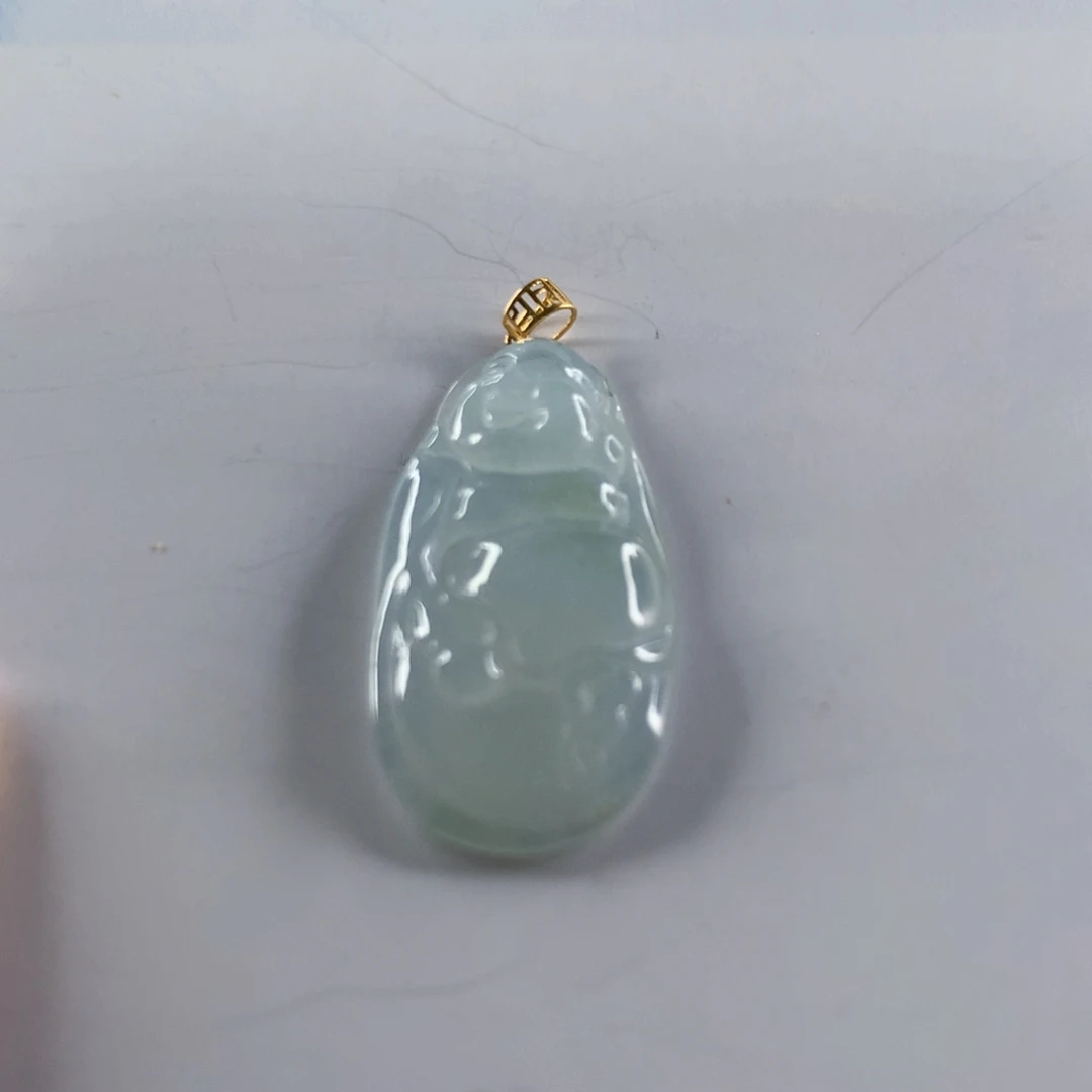 翡翠未镶嵌颈饰布袋佛