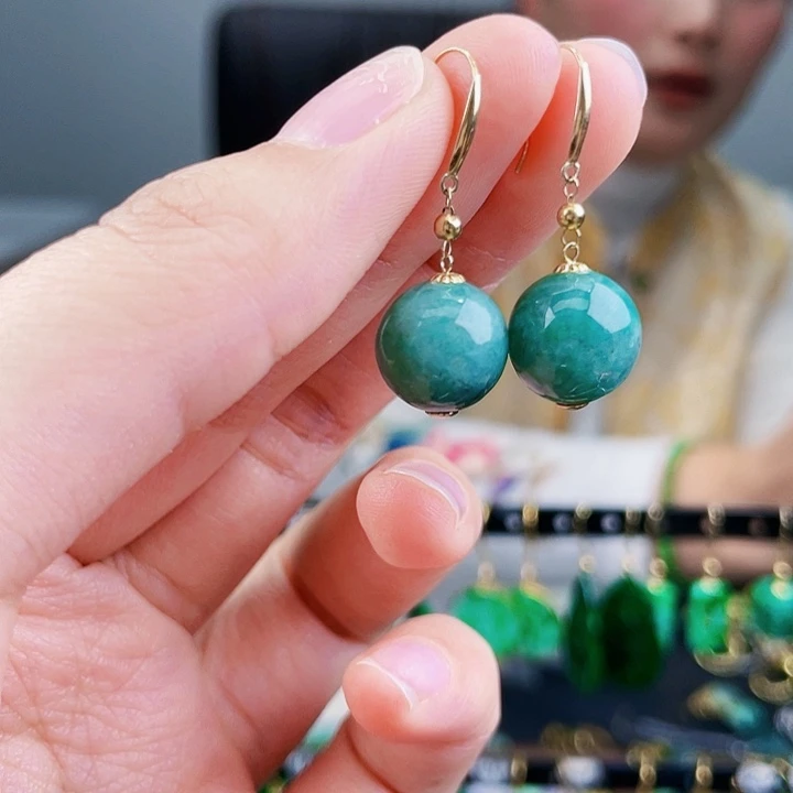 翡翠耳饰18K金镶嵌饰品