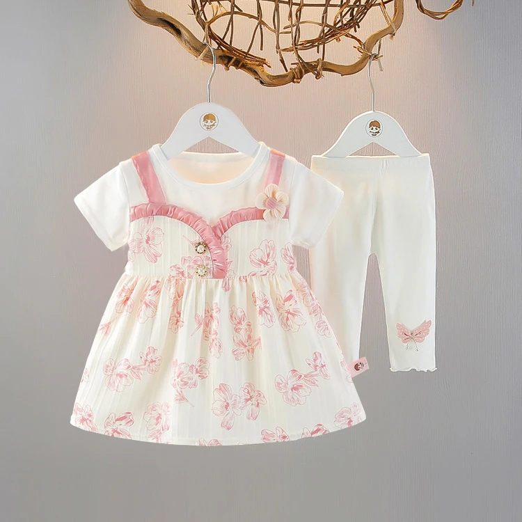 女童夏装套装2025新款儿童短袖连衣裙两件套洋气宝宝夏天婴儿衣服