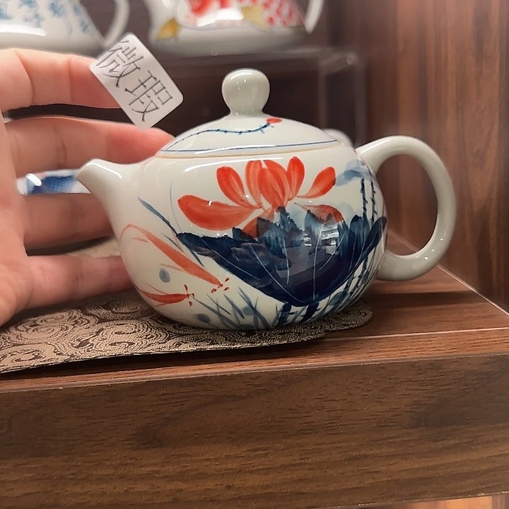 釉下手绘茶具微瑕