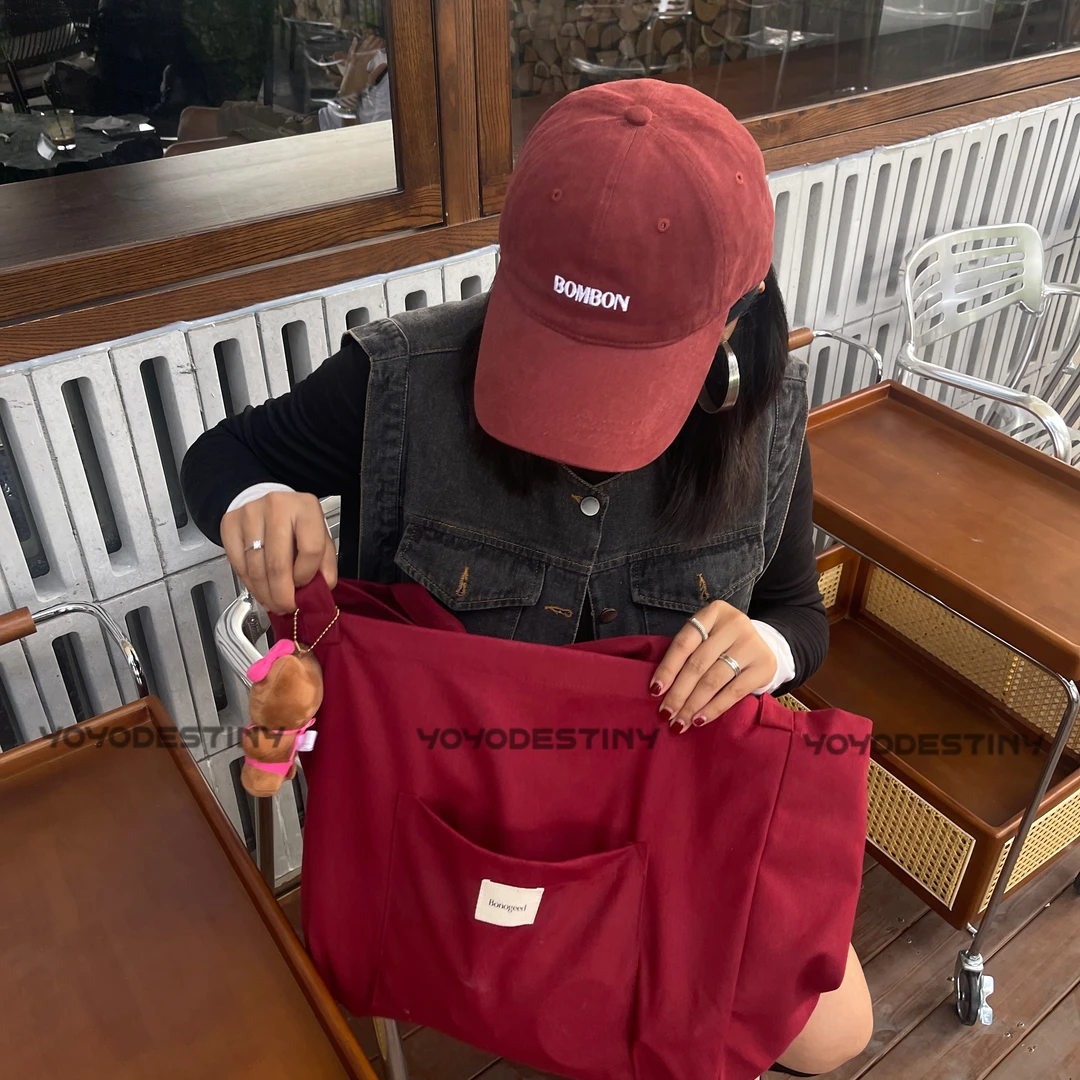 YOYO DESTINY到65磨毛加大红色复古棒球帽女大头围帽子夏显脸小
