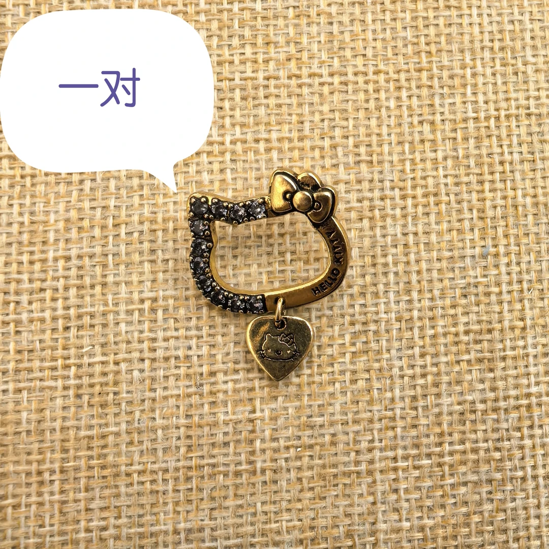 C174金色复古KT猫咪一对