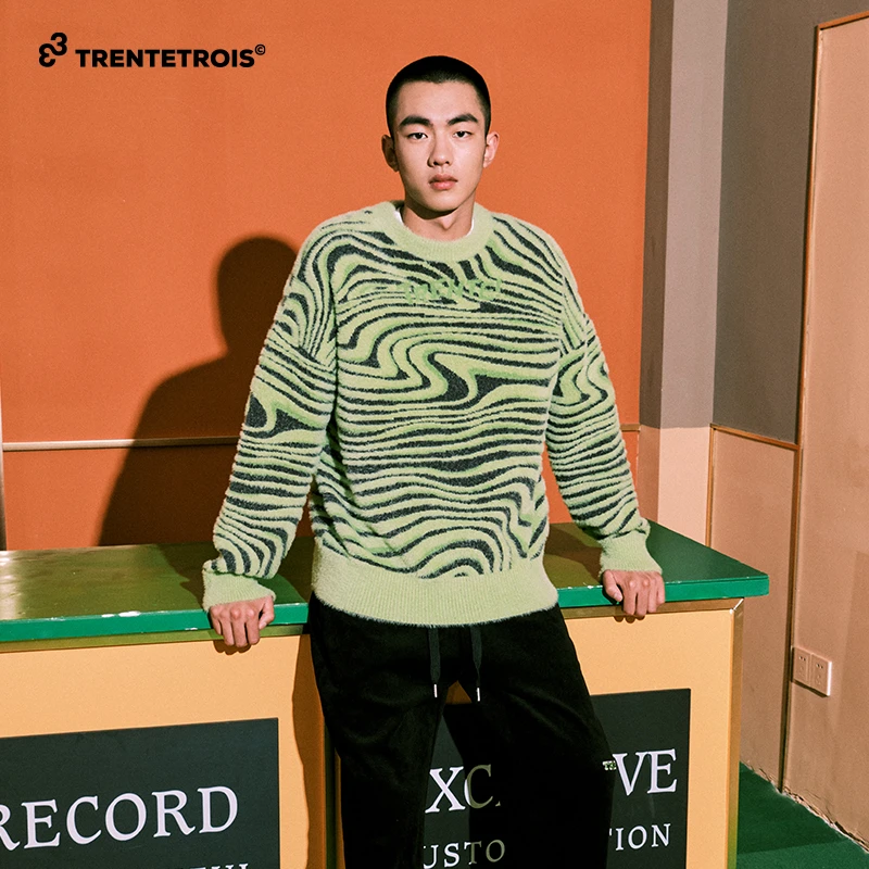 33潮牌毛衣独特层次感三色提花毛衫T55407033