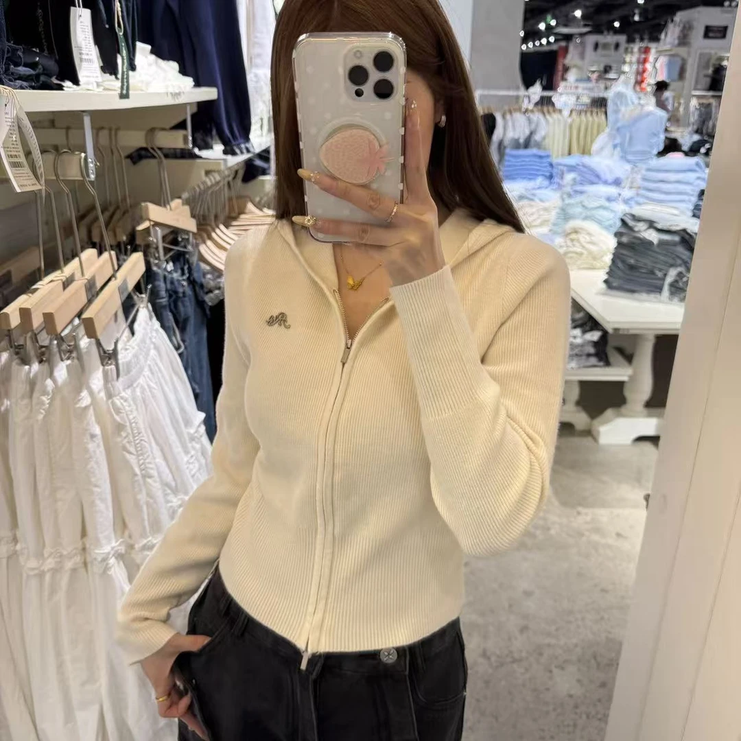 ANPK女装美式复古拉链毛衣外套上衣时尚AD143J8776