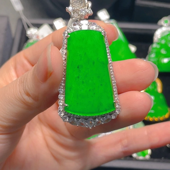 翡翠银S925镶嵌吊坠(不含链)