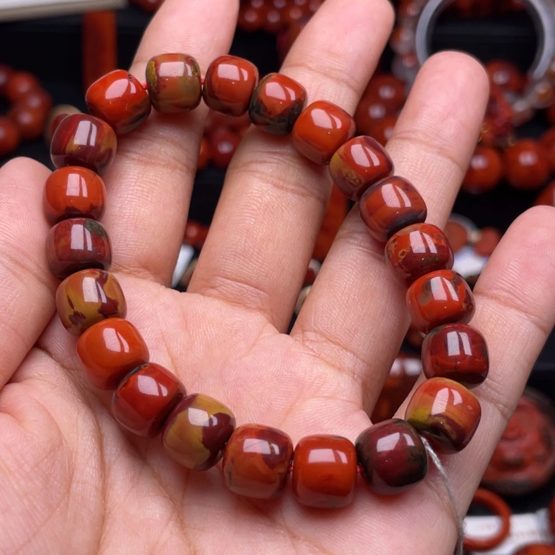 南红玛瑙未镶嵌珠宝奇石单圈10mm