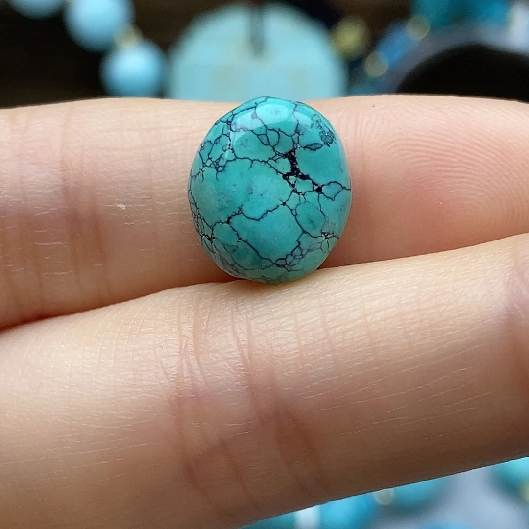 绿松石未镶嵌瓷釉级网花绿随行