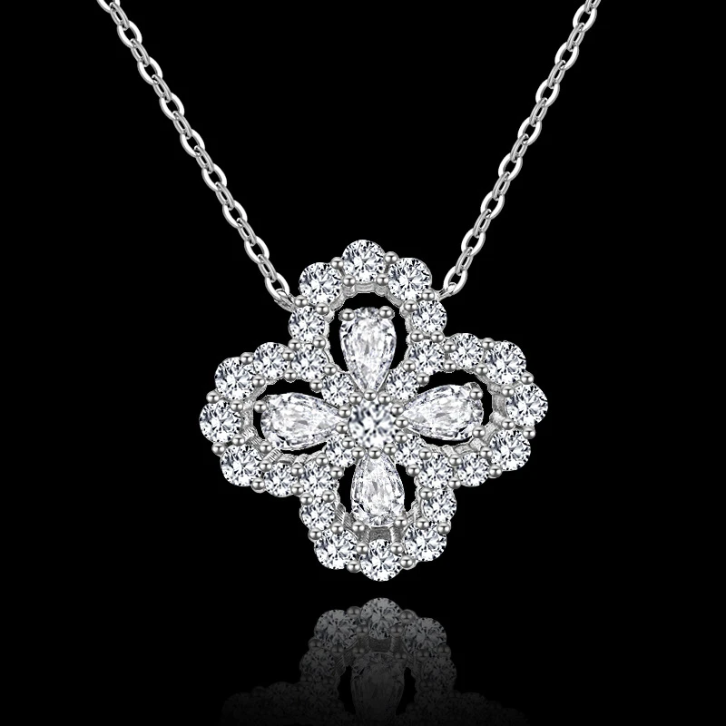 925银合成锆石银制品 【四叶草项链】镶嵌灵动轻奢简约坠链百搭精致