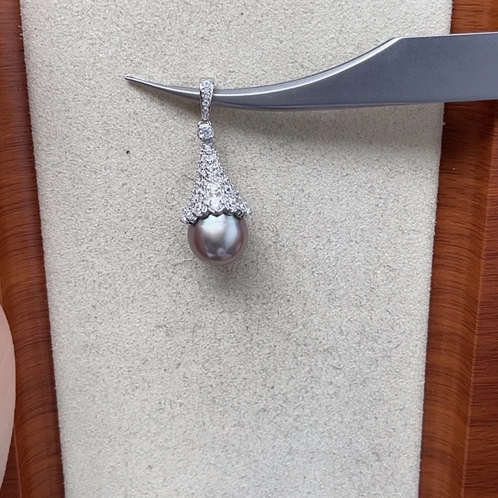 海水珍珠银S925镶嵌吊坠(不含链)