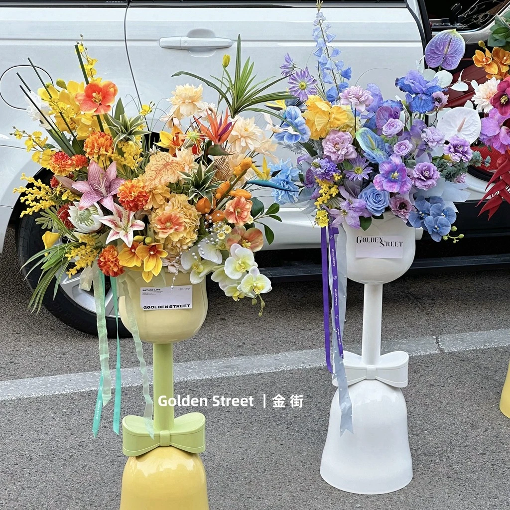 霸道总裁开业花篮架玫瑰花瓶奶油风落地开业花篮结婚乔迁喜庆摆件