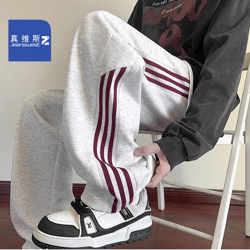 真维斯Z品牌美式条纹卫裤男夏季潮牌宽松休闲长裤春秋阔腿运动裤