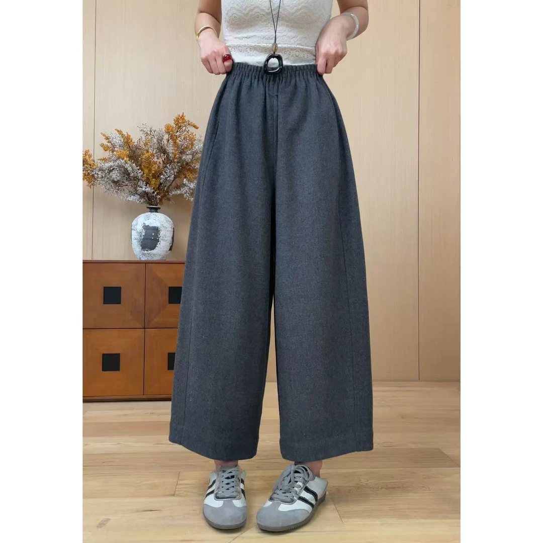 玖了个玖 2025秋季新品极简百搭立体剪裁显瘦休闲裤 2509C5528