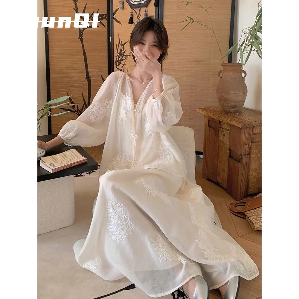 淳启新中式国风女装夏季大码胖mm改良汉服刺绣上衣禅意半身裙套装