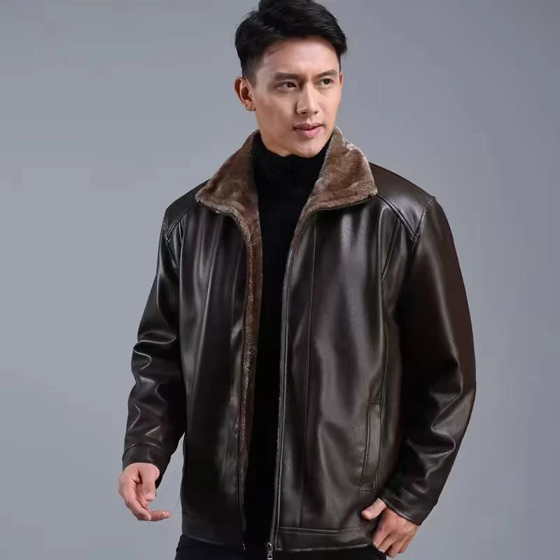 B7爸爸衣加绒加厚款男装冬装外套冬季中年男士休闲夹克