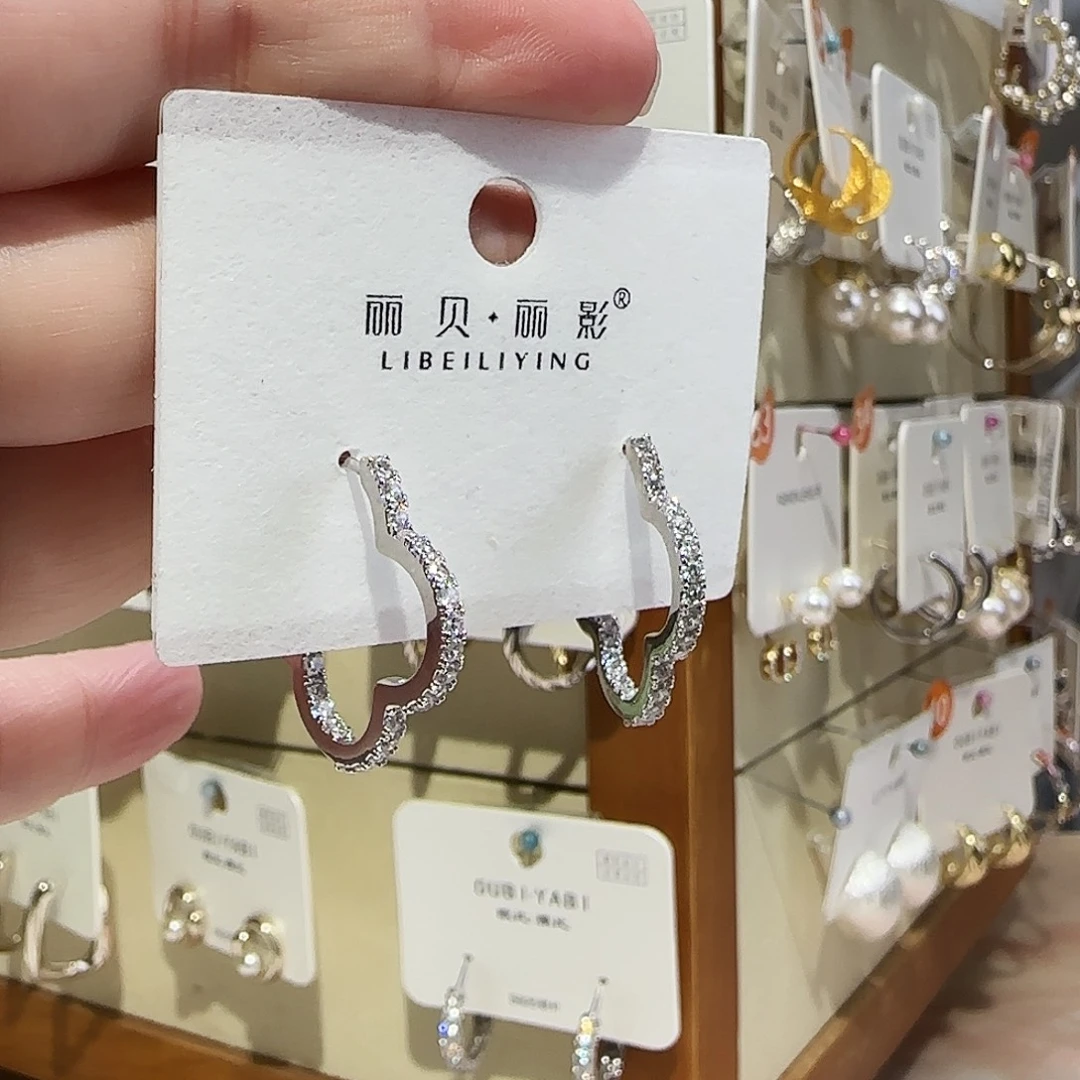 锆石纯铜合金银色耳扣