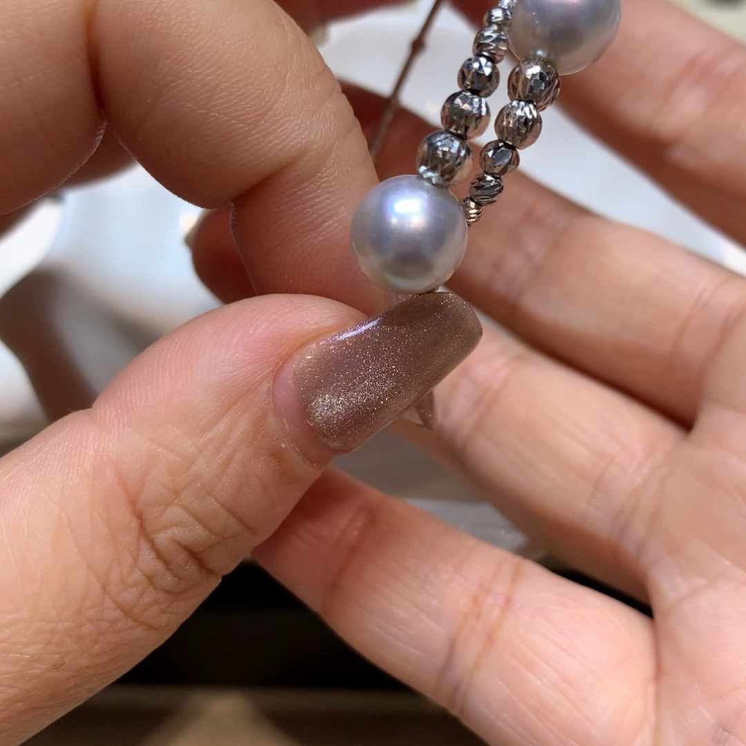 海水珍珠银S925镶嵌手链