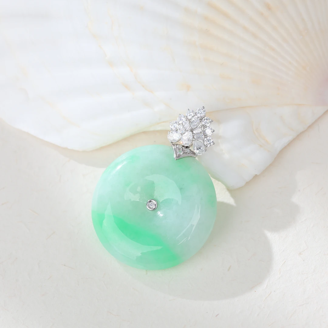 【央博玉】18k翡翠平安扣吊坠-YB92920371-多样性发一|CXQ21