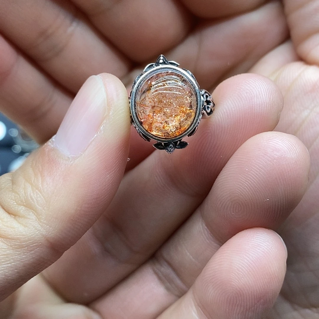 戒指银S925镶嵌水晶活口