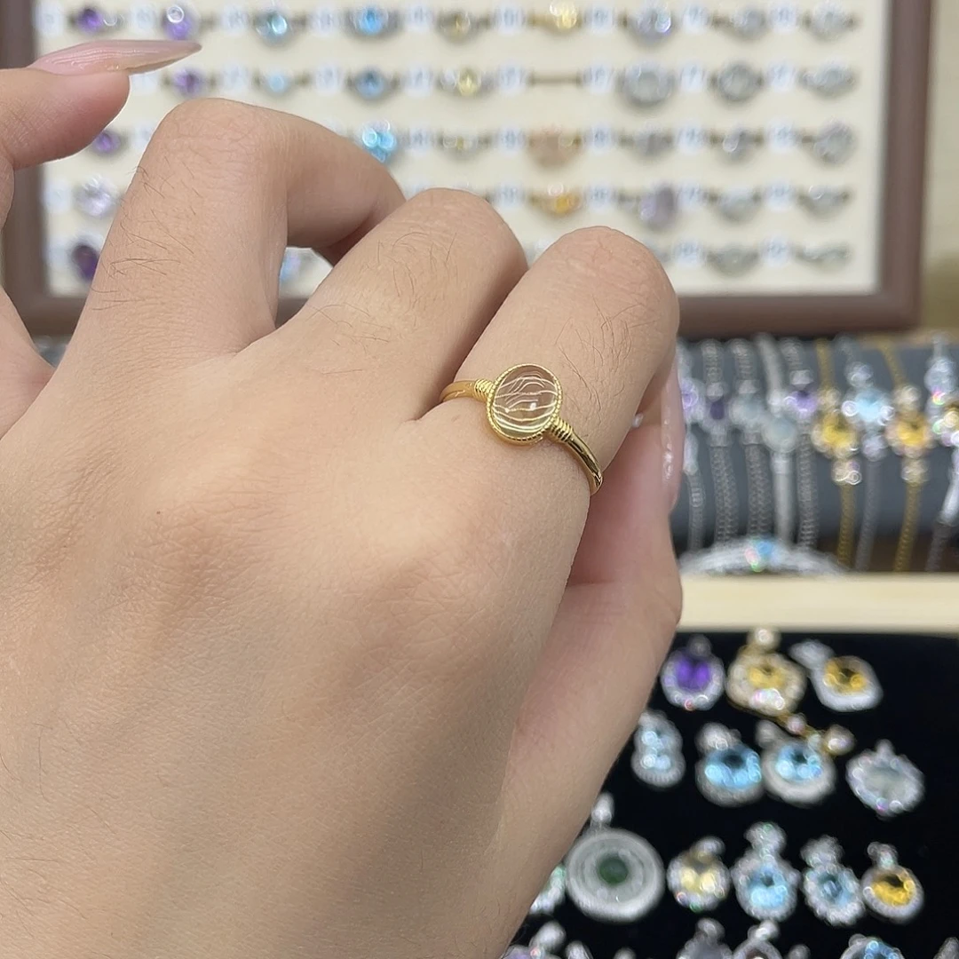 银S925镀金镶嵌黄晶戒指