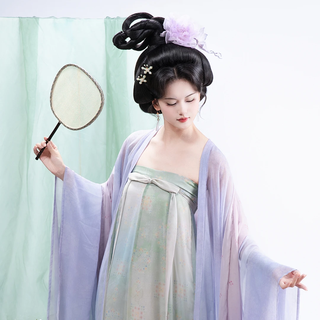 山迟【青鸢】汉服复原唐制风显瘦齐胸襦裙大袖衫少女春夏套披帛