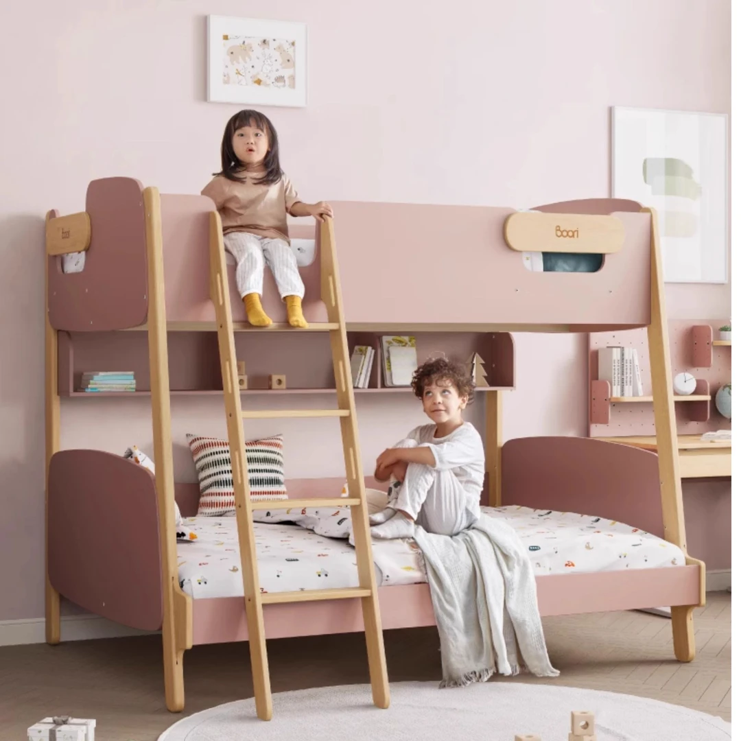 Boori艾芙兰积木双层床进口实木交错式子母床上下铺儿童床高低床