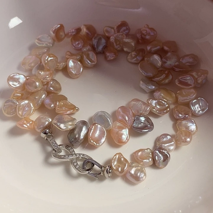 项链银S925镶嵌淡水珍珠