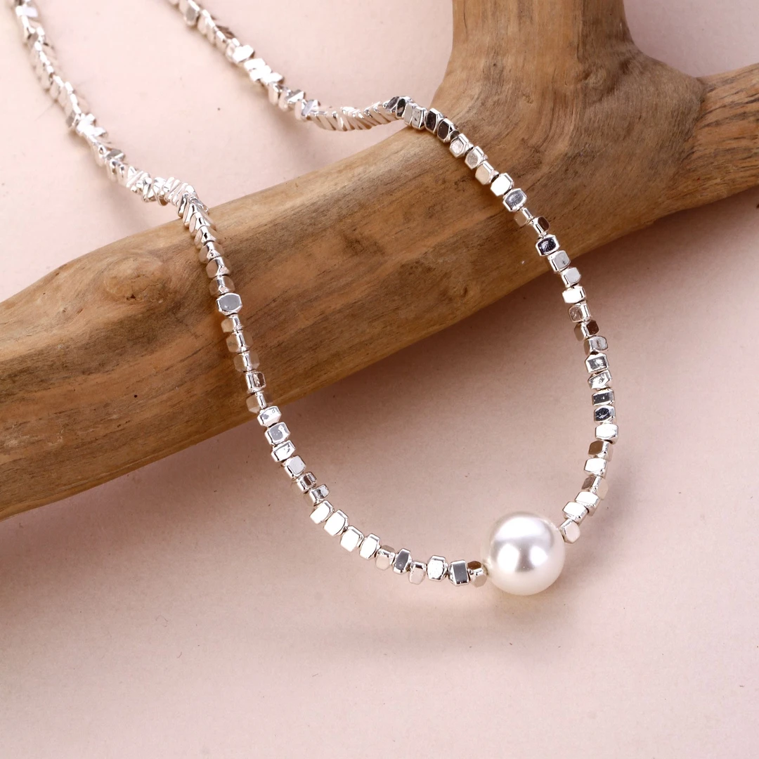 【KEFAN珂梵】碎银子简约ins女珍珠素款项链锁骨链