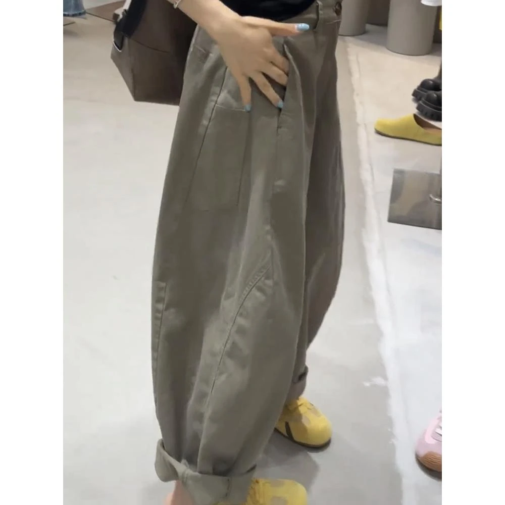 高腰休闲裤薄款透气阔腿裤女春秋新款高级感显瘦直筒九分裤潮