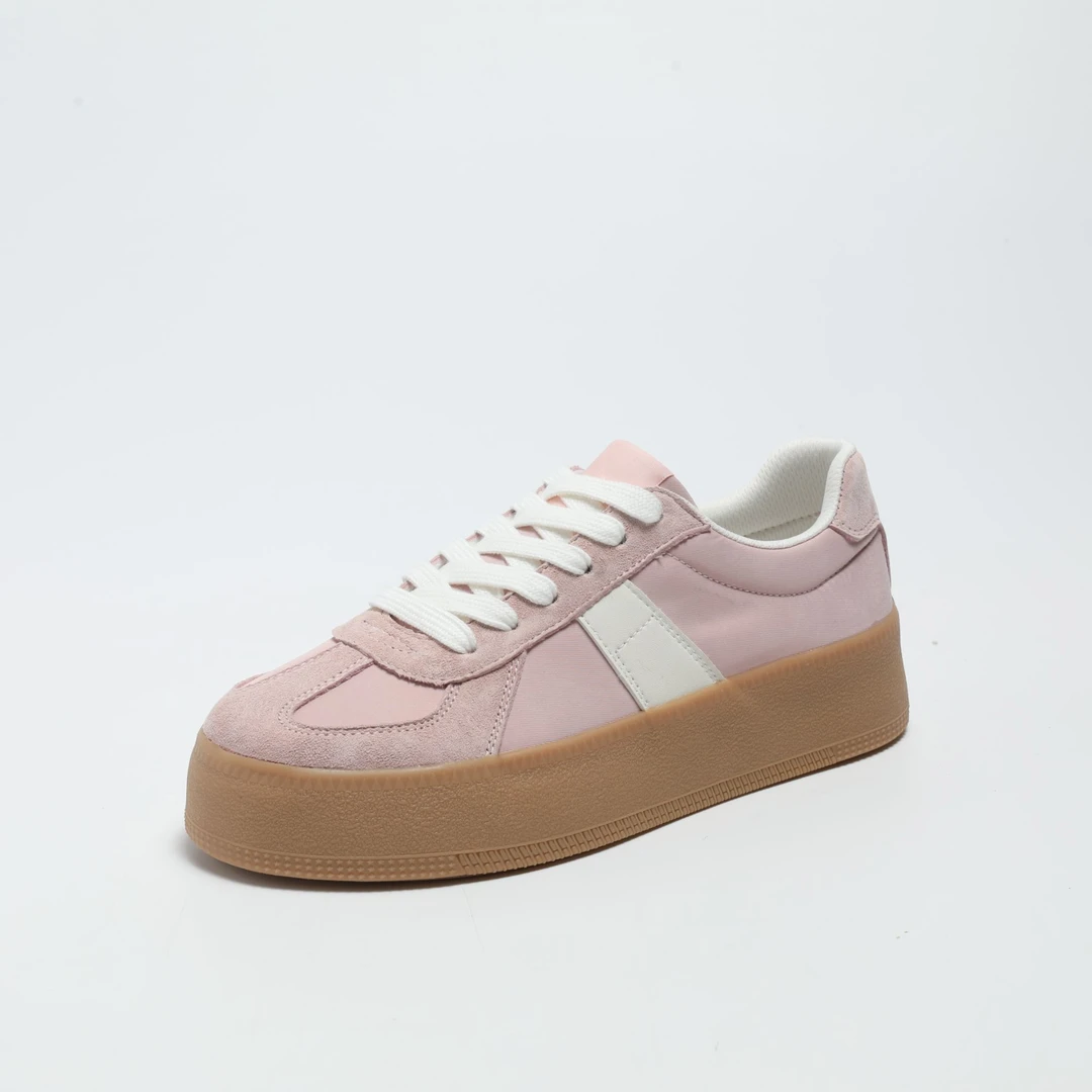 星星秋季新款女士时尚休闲鞋粉色新中式板鞋德训鞋