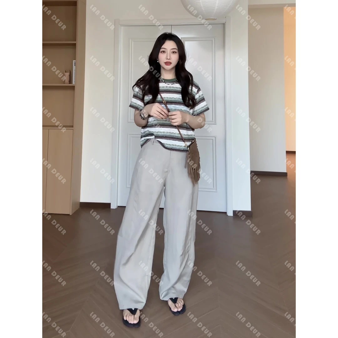 【波本威士忌】莱赛尔锦纶凉凉空气感显瘦小镰刀休闲拖地裤子女夏