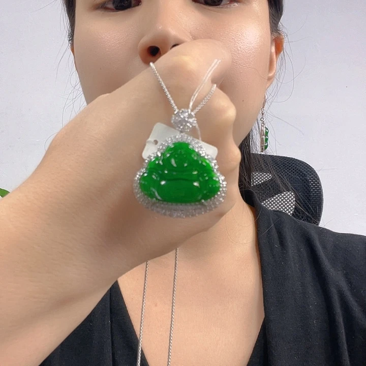 翡翠银S925镶嵌吊坠(不含链)