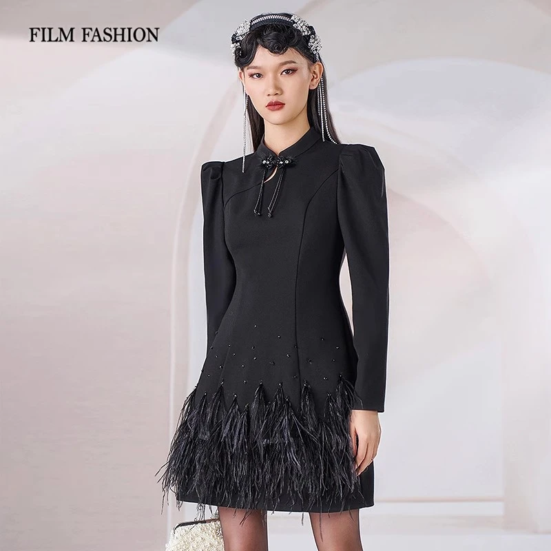 【高高甄选】新款钉珠礼服旗袍裙新中式女FEHL146612